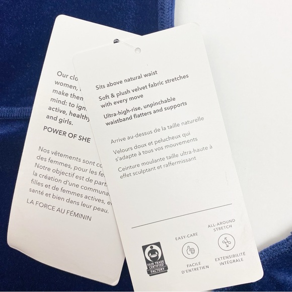 Athleta Elevation High Rise Velvet Tights Leggings:  Blue Scuro - Picture 12 of 13